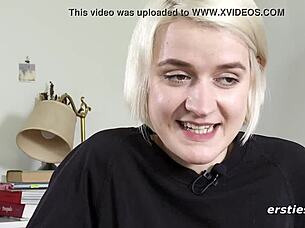 Luisa masturbates to a powerful squirting orgasm, soaking everything.