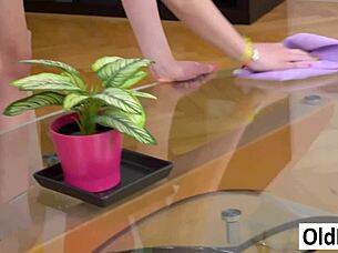 Sarah cute and Lylyta Yung take care of Oldhan's worn out cock