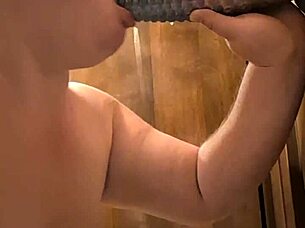 Blindfolded BBW Chokes On Monster Dildo