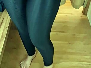 Karina And Lucas Get Intense In Store Shower Trying On Sensual Leggings