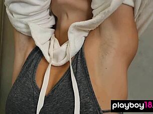 sweat flexible teen muse alexandra belle doing her naked aerial fitness