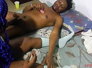 Ebony BBW gets wet watching porn then enjoys doggystyle sex in POV.