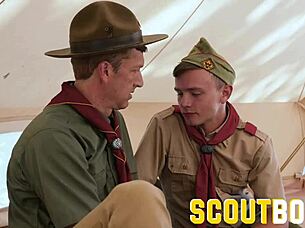 Cute Smooth Scout Boy Seduced by Hung Scoutmaster in Tent