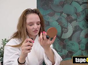 Heartbroken russian babe joins friend and husband for rimming threesome