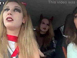 Scary Halloween Party with Five Girls