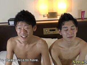 japanese twinks cum hard after intense anal session