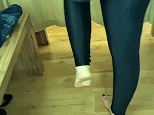 Karina And Lucas Get Intense In Store Shower Trying On Sensual Leggings