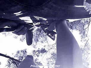 bluee takes on a monster cock in an outdoor deepthroat session ending with a facial