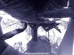 bluee takes on a monster cock in an outdoor deepthroat session ending with a facial