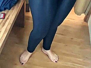 Karina And Lucas Get Intense In Store Shower Trying On Sensual Leggings