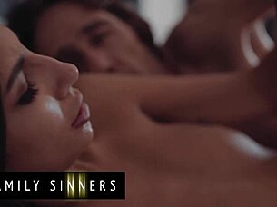 beautiful petite brunette in a family story with her grandpa