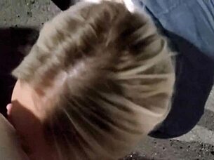 petite blonde flashes at party, sucks cock publicly