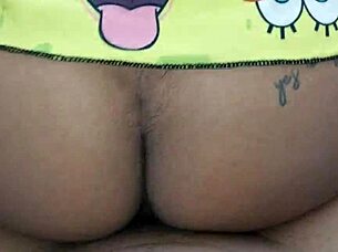 Latina riding her stepbrother's big cock, licking balls?