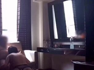 in the bedroom, the mature amateur with huge tits and big ass enjoys cum on her tongue