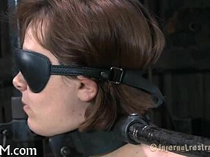 The bound submissive needs a hardcore blowjob now.