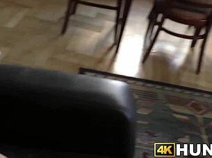 Brunette cheats on boyfriend for cash