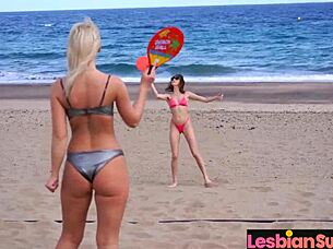 Did you taste summer? Scissoring and moaning in the sand.