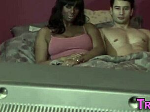 ebony shemale feels intense pleasure during facial.