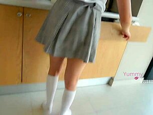 teacher fucks cute student for extra grade points and almost impregnates her