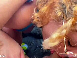 Watch me fuck the blonde hard on the white beach