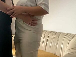 lesbian strapon play on the sofa