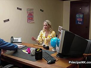 Fake titty housewife bends over big cock