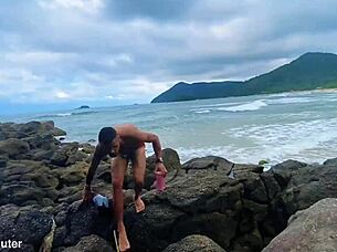 Watch me fuck the blonde hard on the white beach