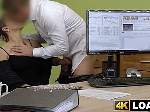 Busty Babe Bounces On Loan Agent's Dick