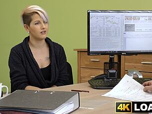 Busty Babe Bounces On Loan Agent's Dick