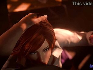 asuka kazama in wild threesome with deepthroat and cum