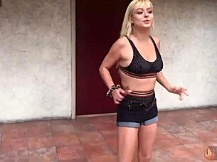 Lovely busty blonde Nova Cane sucks and rides Rome Major's huge cock