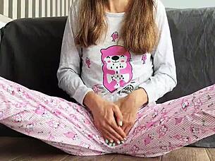 teen in pajama masturbates small 18+ tits and squirts