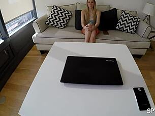 Spy POV catches Hollie Mack teen getting fucked doggystyle with shaved pussy