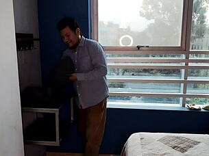 Tailor measures my ass then dives into my vagina for creampie