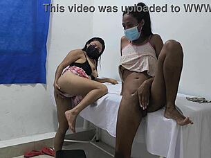 Horny Mexican Lesbians Flashing in Doctor's Office