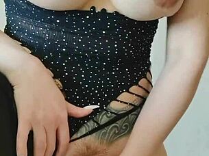 look at my stepmother's big tits getting creampied in close up while she fucks