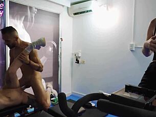 watching the trainer fuck our friend outdoors in the gym 😏