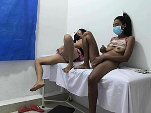 Horny Mexican Lesbians Flashing in Doctor's Office