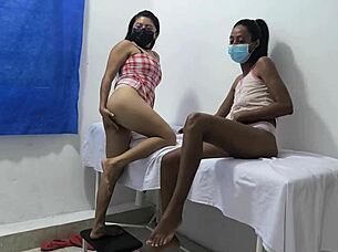 Horny Mexican Lesbians Flashing in Doctor's Office