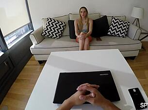 Spy POV catches Hollie Mack teen getting fucked doggystyle with shaved pussy