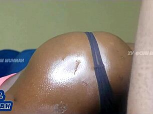 Ebony Wife Gets Ass Drilled for Rent with Creampie and Cumshot