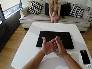 Spy POV catches Hollie Mack teen getting fucked doggystyle with shaved pussy