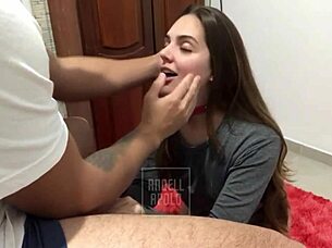 Cute latina wife teases husband for rough discipline in bedroom