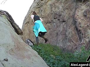 brooklyn, the hot brunette babe, teases herself with a toy in her ass