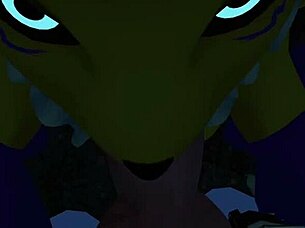 Renamon takes a wild ride in a public outdoor scene.