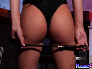 Petite teen slips out of sexy uniform striptease