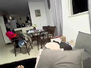 I ride my lover's cock while husband watches, cumshot on ass