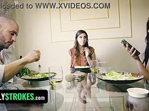 Does The College Girl Suck Her Stepdad's Cock Under The Table?