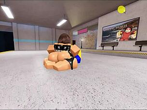 This Roblox bitch is getting fucked by 3 noobs in a wild group session! 😏