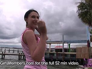 Does Bella Dare To Flash Her Huge Natural Boobs In Risky Public Spots?